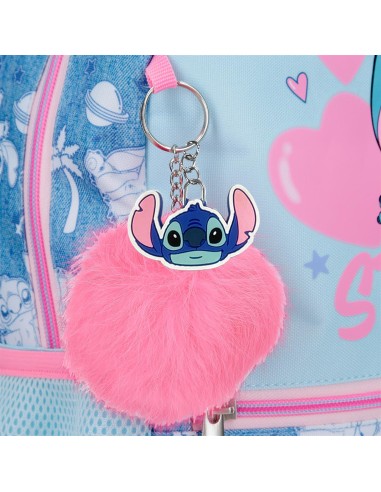 MOCHILA ADAP. 28CM. C/CARRO. STITCH HEARTS